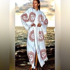 Cream colored muslin new without tags Sun Patterned Kimono Robe